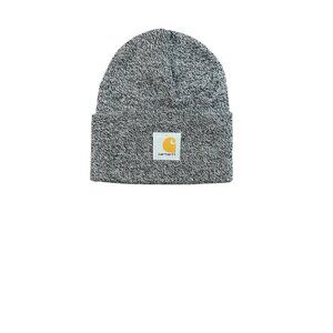 Carhartt Men's Charcoal Gray A18 Beanie Knit Hat with Cuffed Logo Winter Cap